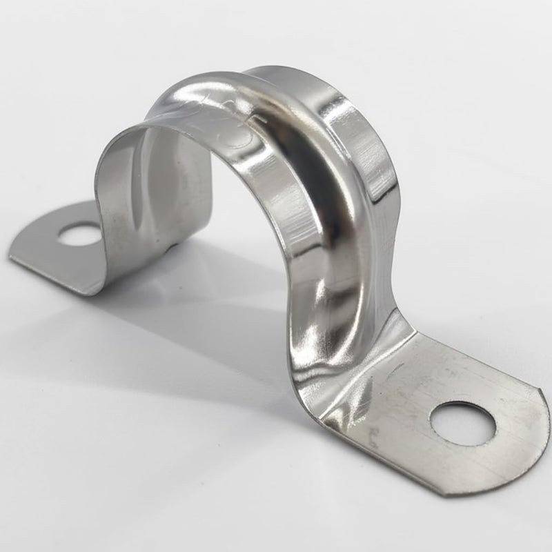 RGFXA 30PCS 1 inch Stainless Steel Conduit Clamps, 2 Holes Cable U Bracket Pipe Clamp, Metal U Clamp Strap Tension Clips for Pipe Fixing on Various Surfaces (25mm) - Image 1